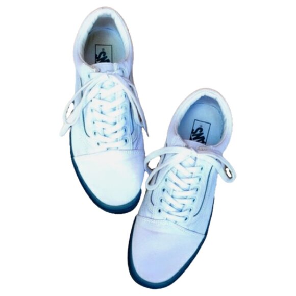 Vans Old Skool OTW Foxing, White with Translucent Blue Sole, Sz. 7.5, EUC - Picture 2 of 5